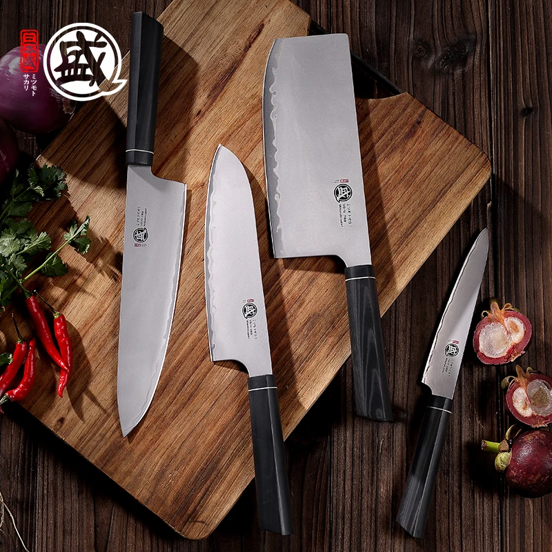 日本三本盛菜刀VG10进口厨师锋利专用料理多功能菜刀组合刀具旬