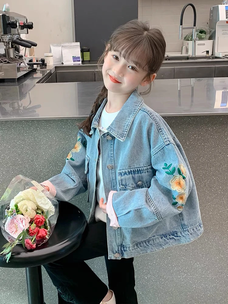 JY童装女童刺绣牛仔外套（给编码下单）/[非图片款]