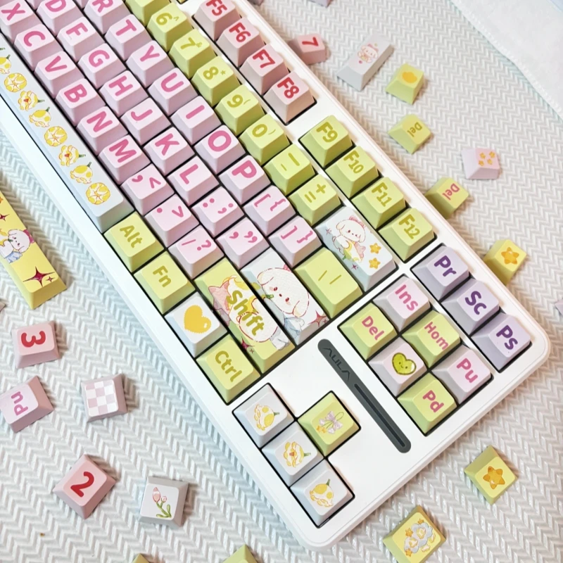 可爱铃兰小狗主题键帽原厂高度PBT热升华键帽个性创意机械键帽