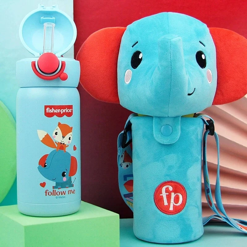 【周周专属】可爱大象保温杯便携式带肩带设计3008-蓝象保温杯