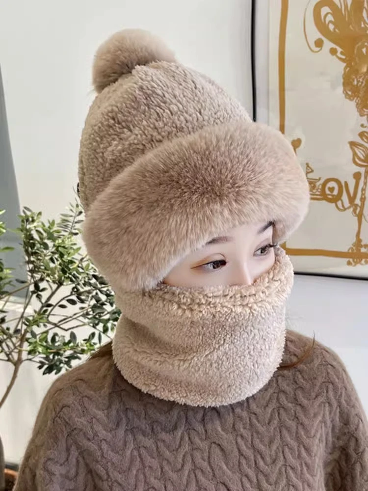 帽子女围脖口罩一体儿童护耳帽秋冬季新款骑车包头帽加厚保暖防风