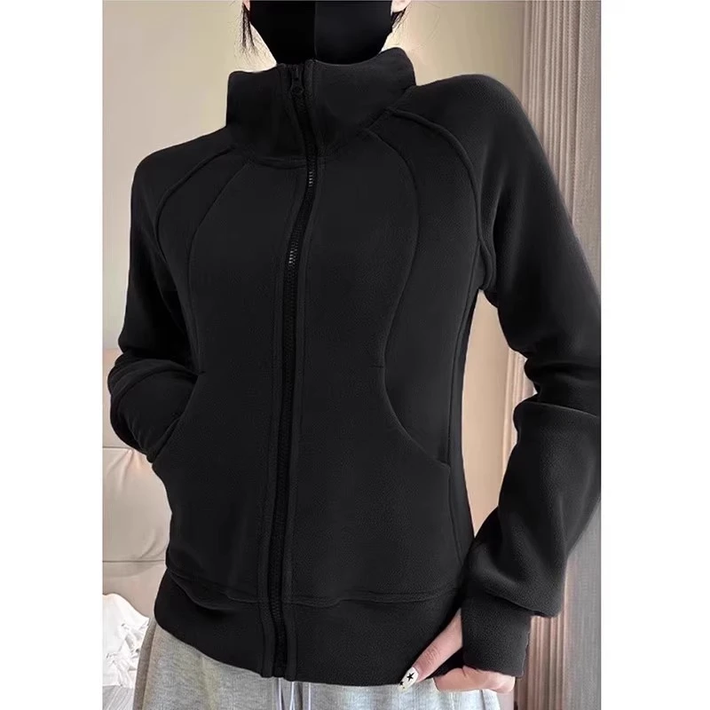 摇粒绒外套女2024秋冬季新款露露加绒立领卫衣冲锋衣内胆抓绒衣