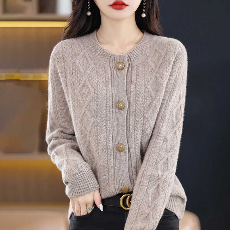 ZD-059女款100%羊毛开衫气质百搭