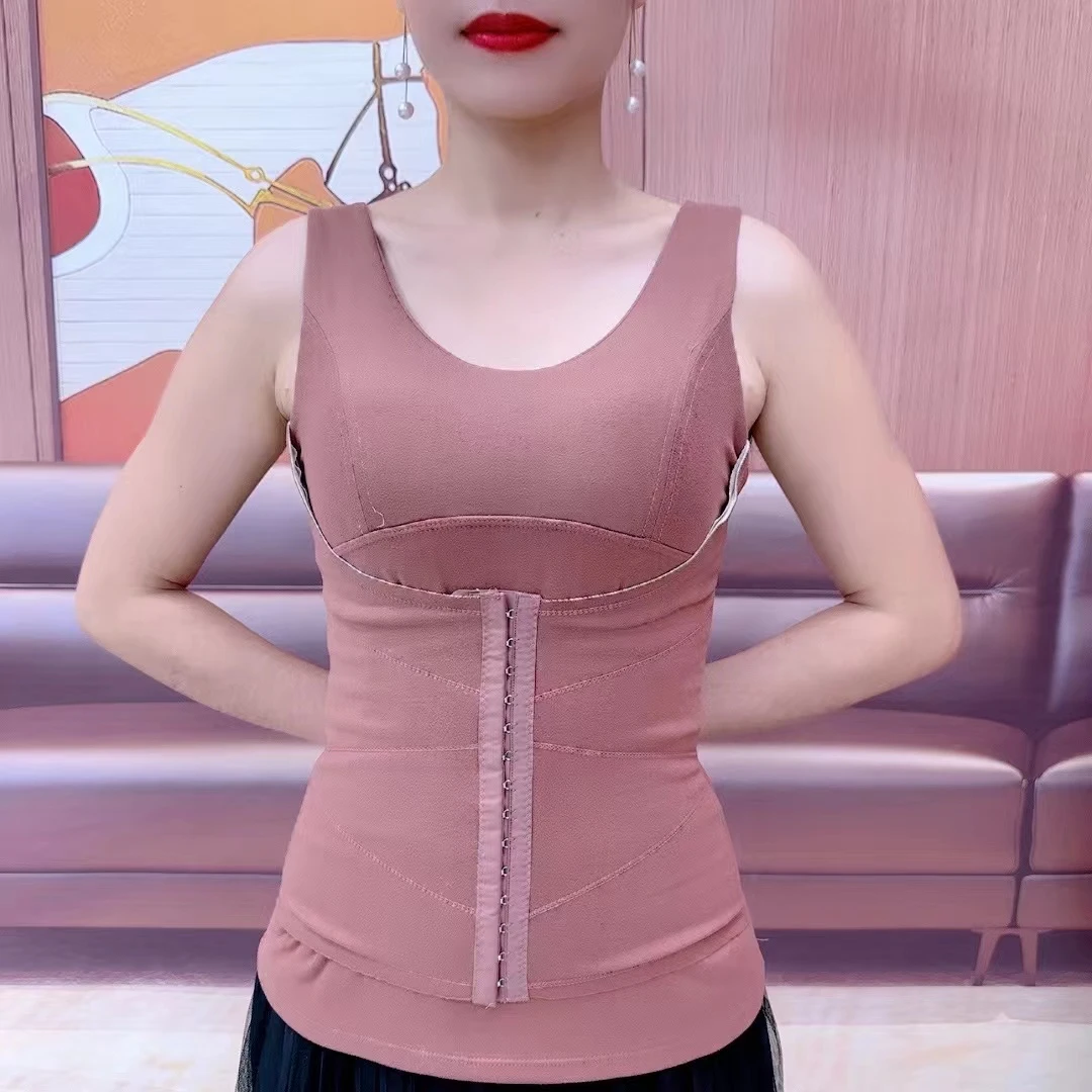 保暖背心女加绒加厚打底衫收腹排扣保暖内衣女恒温背心