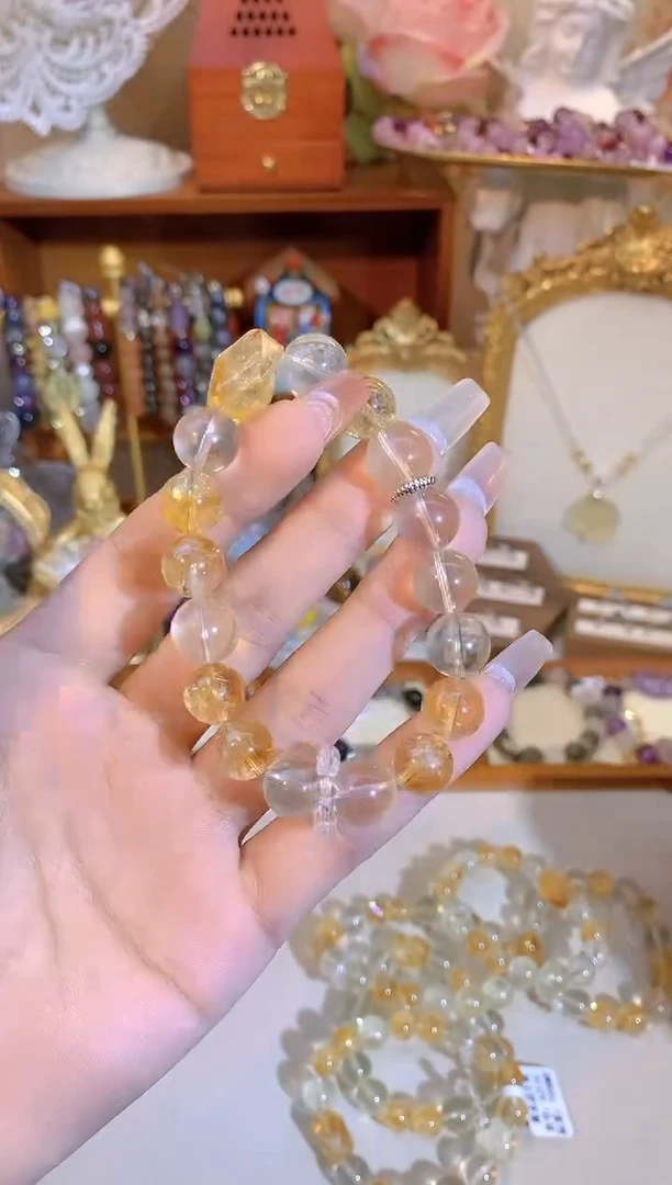 【闪购商品】黄晶手链未镶嵌黄水晶加黄阿赛手链2116
