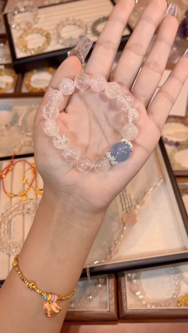 【闪购商品】水晶手链合金白阿赛海蓝宝手链x511