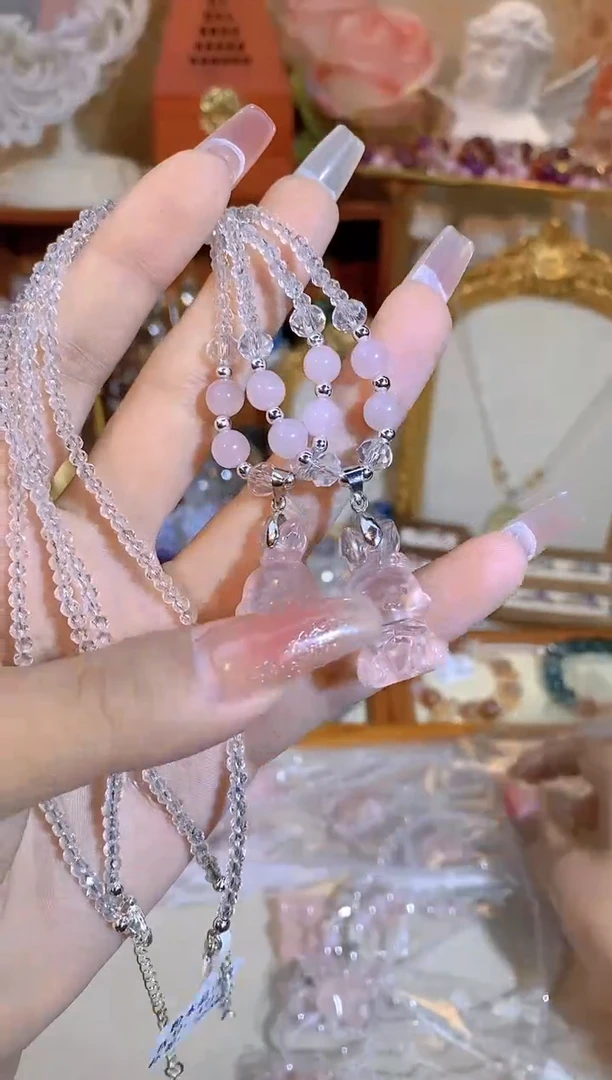 【闪购商品】芙蓉石项链未镶嵌紫水晶小兔子项链2129