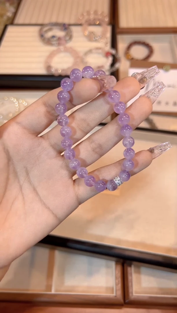 【闪购商品】水晶手链合金薰衣草紫兔毛手链x530