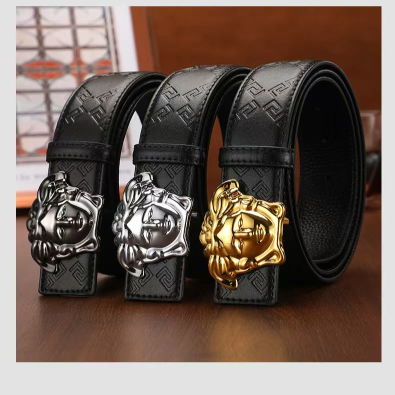 平滑扣皮带年轻人网红同款腰带秋季个性精神小伙发型师男款裤带潮