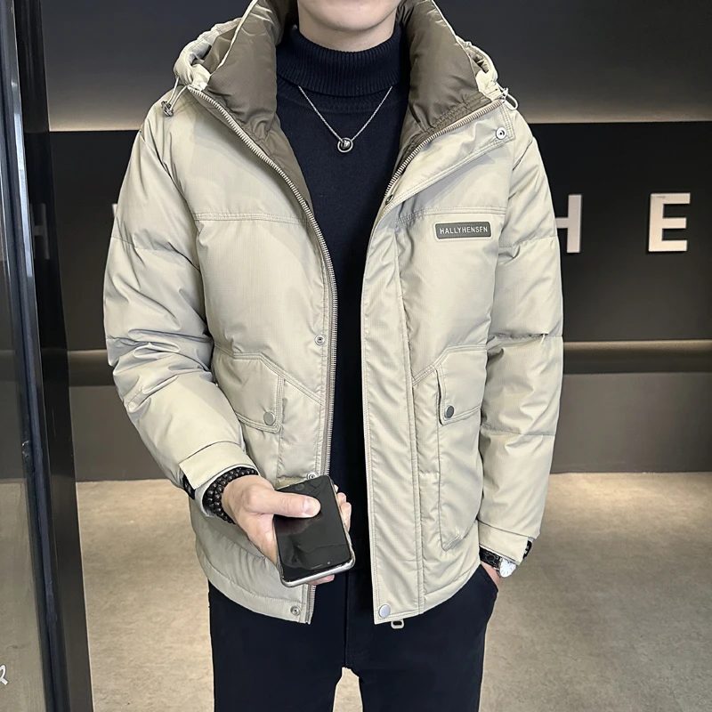 男士休闲时尚潮流保暖连帽冬季羽绒服保暖时尚百搭帅气韩版