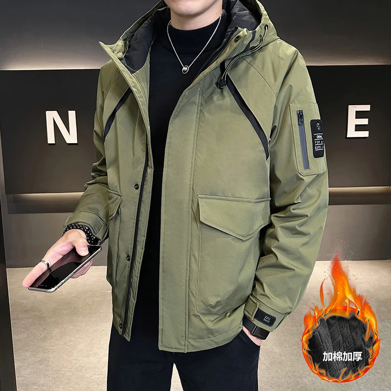 男士加厚外套冬季新款潮流棉服连帽棉衣冬装二棉夹克休闲宽松保暖