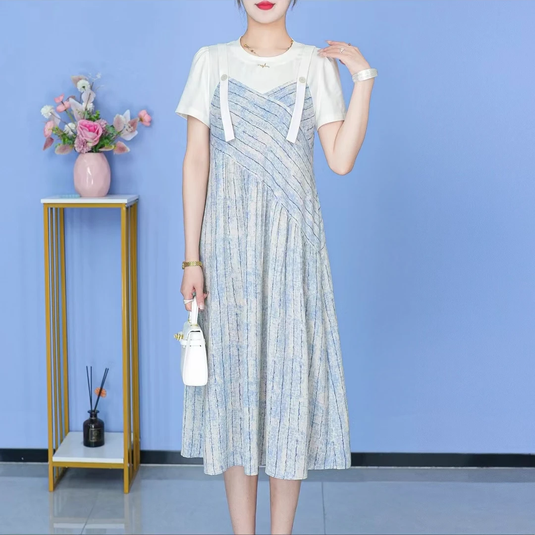 B680法式长裙中长款修身显瘦连衣裙洋气女士休闲百搭时尚收腰气质