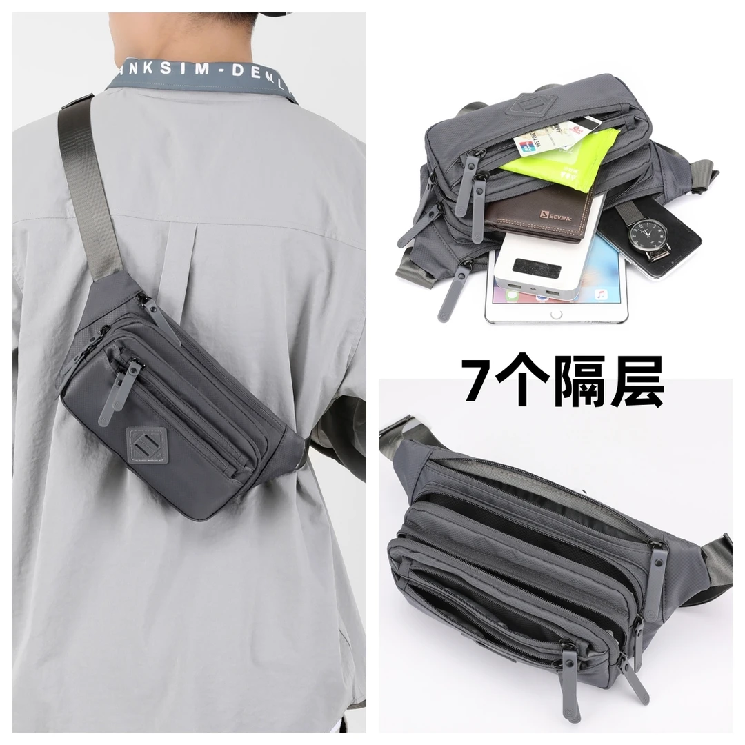 多功能胸包男士新款2023斜挎包男款多隔层运动腰包休闲单肩小挎包
