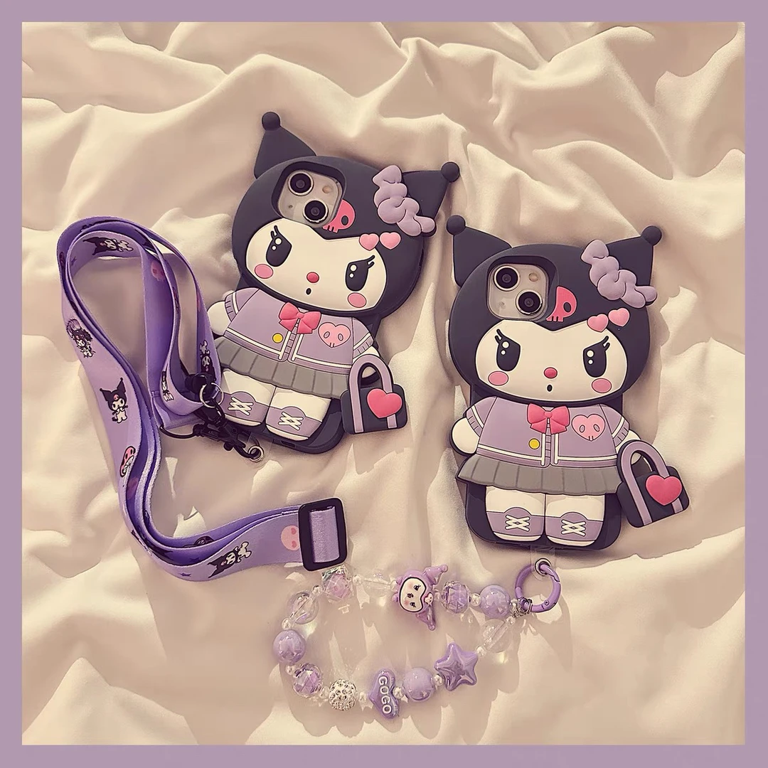 卡通紫色拎包JK裙库洛米iPhone15promax适用苹果13手机壳12硅胶14