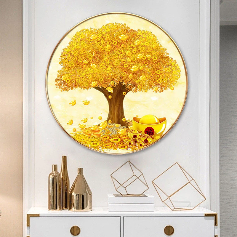 发财树钻石画满钻新款2024摇钱树5d点贴钻十字绣招财进宝客厅餐厅