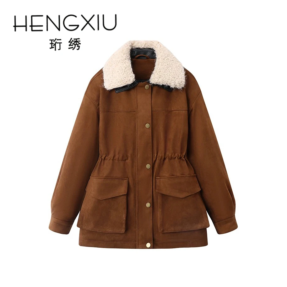 珩绣-羽绒服2024年冬季收腰可拆卸毛领保暖羽绒服BQ-8010