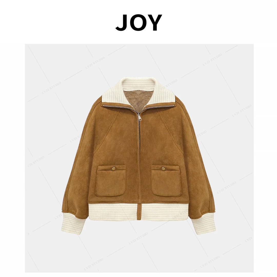 【丽公主专属】时尚百搭立领2024新款加绒小香风外套8003