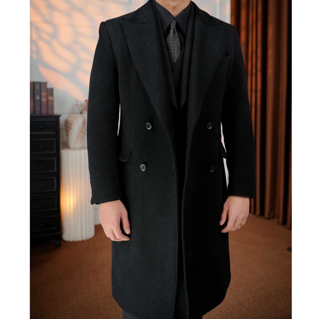 秋冬商务中长款柴斯呢子男外套衣呢子男士外绅士冬季男的呢子大衣