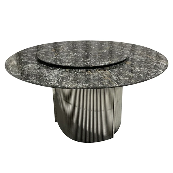 铂金钻天然奢石餐桌轻奢简约圆形极简意式家用北欧时尚餐台客厅