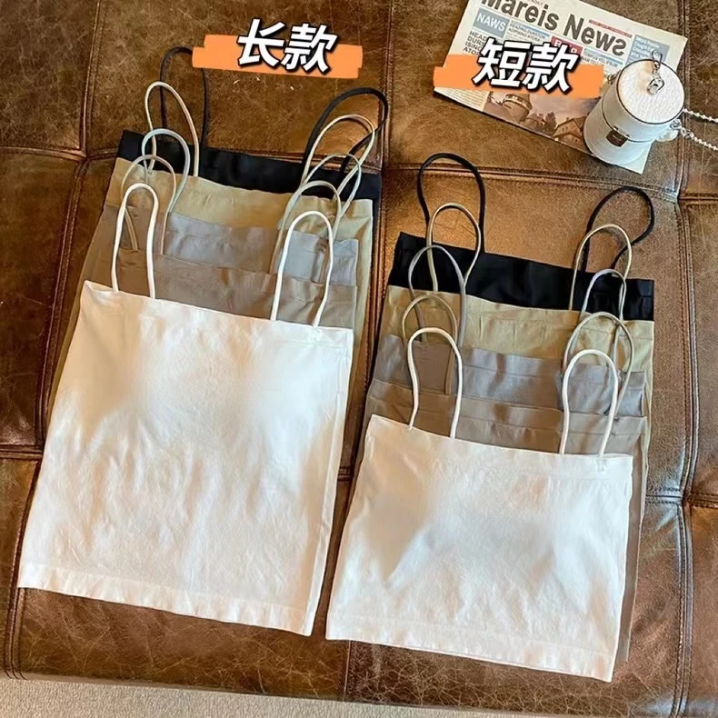 一字肩吊带背心带胸垫薄款外穿夏美背一体打底抹胸裹胸内搭上衣