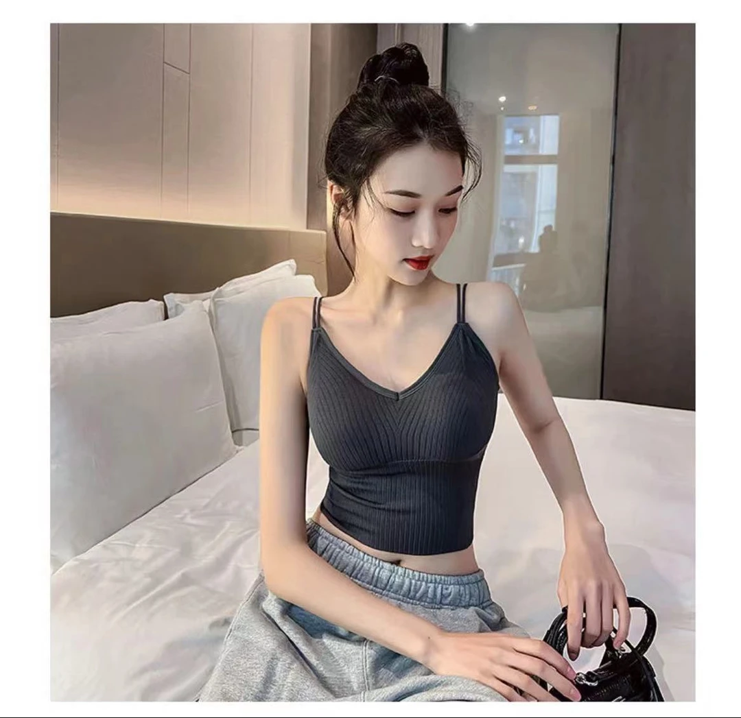 2024夏季新款吊带背心交叉美背款性感有带胸垫L