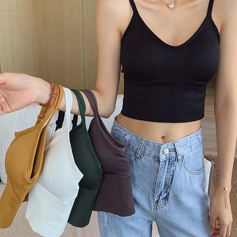 卡卡同款美背吊带背心女网红爆款大U外穿内搭打底短款抹胸内衣夏
