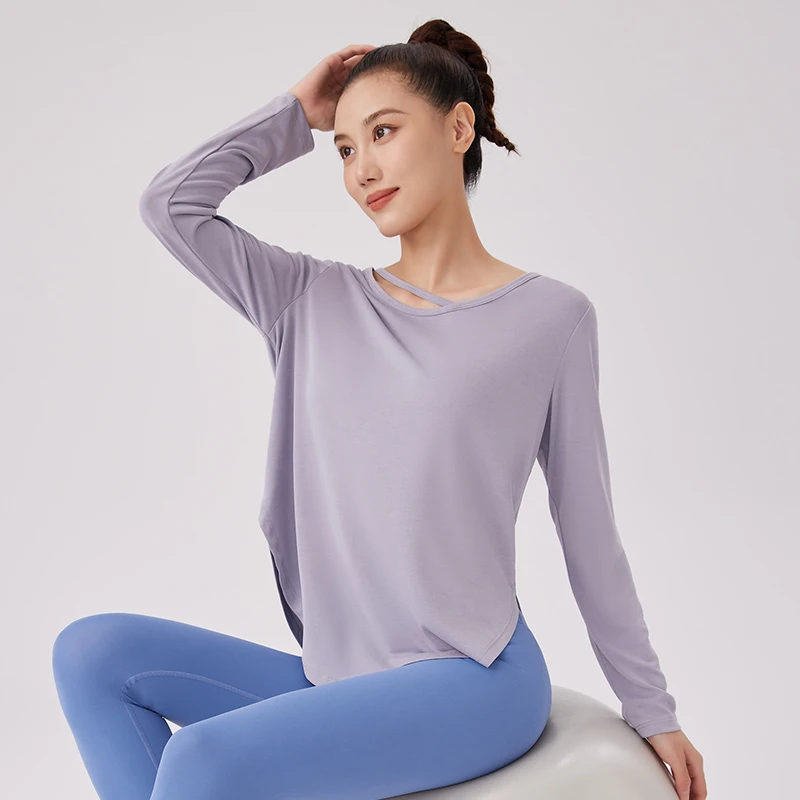 DK【断码特价】宽松运动服上衣健身长袖瑜伽跑步健身服瑜伽服6043
