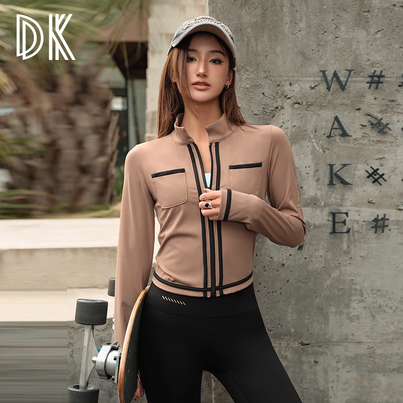 DK秋冬运动外套女长袖拉链跑步棒球服健身服瑜伽上衣尤莱特7003