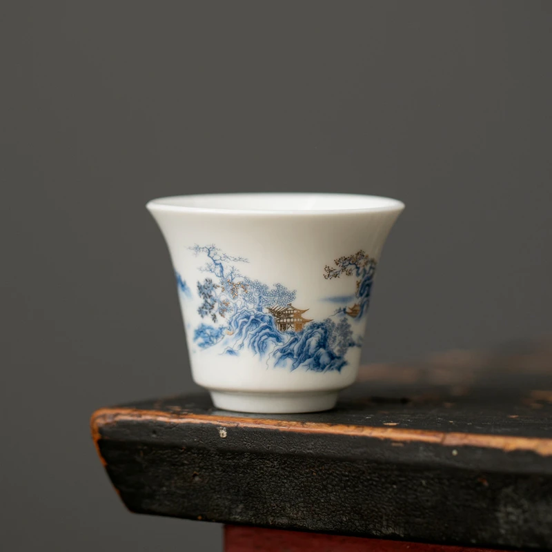 茶杯陶瓷家用会客茶具喝茶客杯单品茗杯主个人白瓷小酒杯子喝茶杯