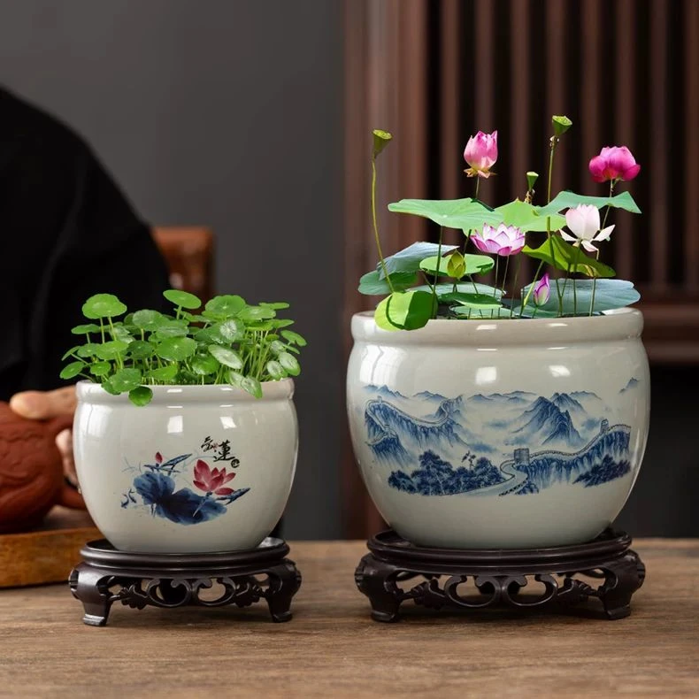 水仙花盆陶瓷家用水培器皿绿萝铜钱草专用碗莲睡莲盆缸花盆创意盆