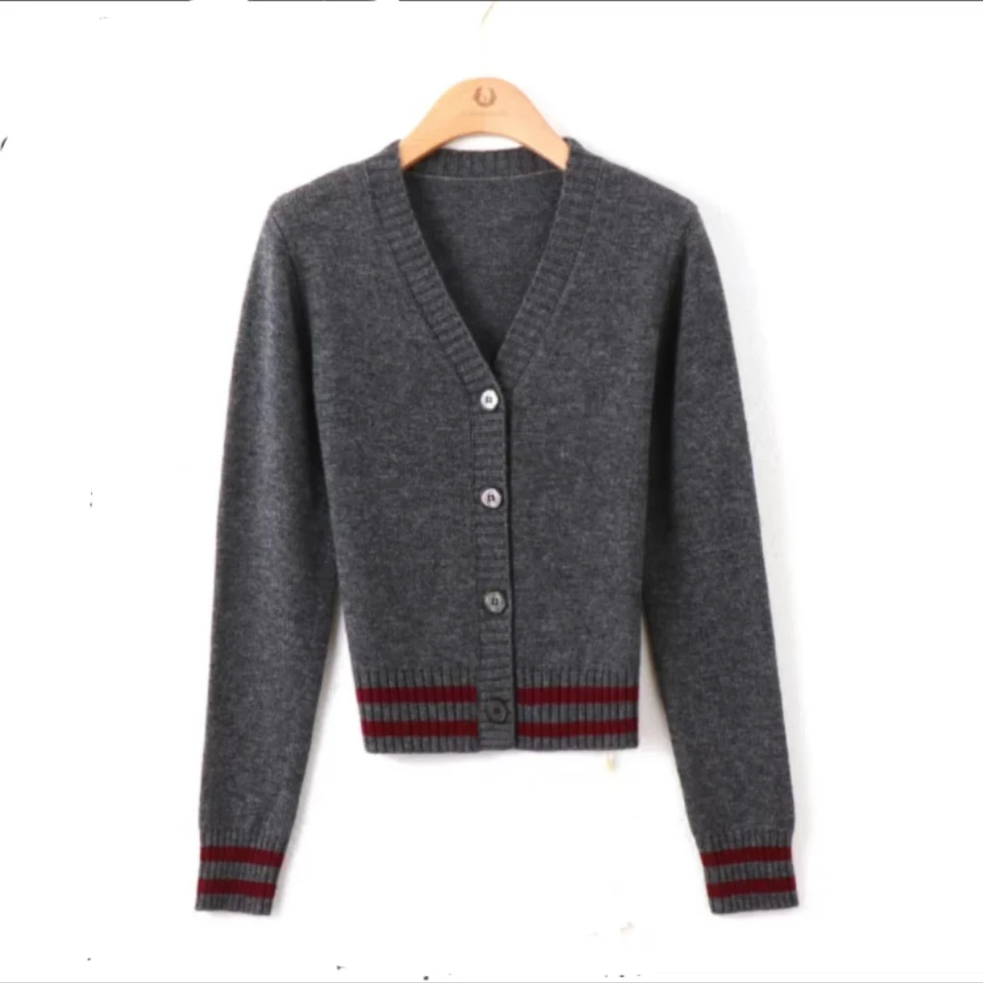 【55主播推荐】 2024秋季新款v领针织开衫休闲长袖百搭长袖上衣女