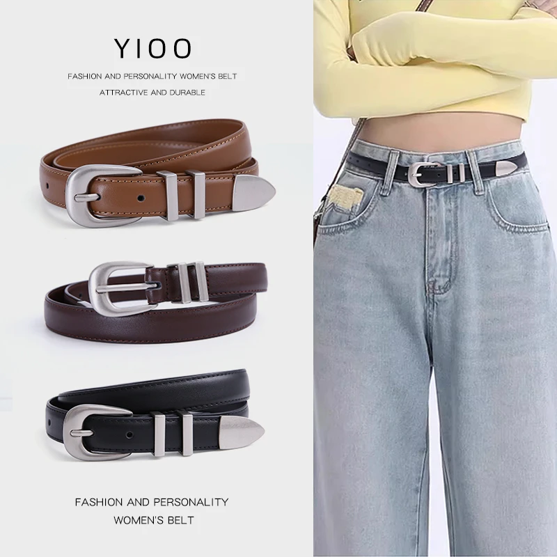 时尚女士牛仔裤牛皮皮带百搭黑色腰带女款气质裤带真皮休闲裤装饰
