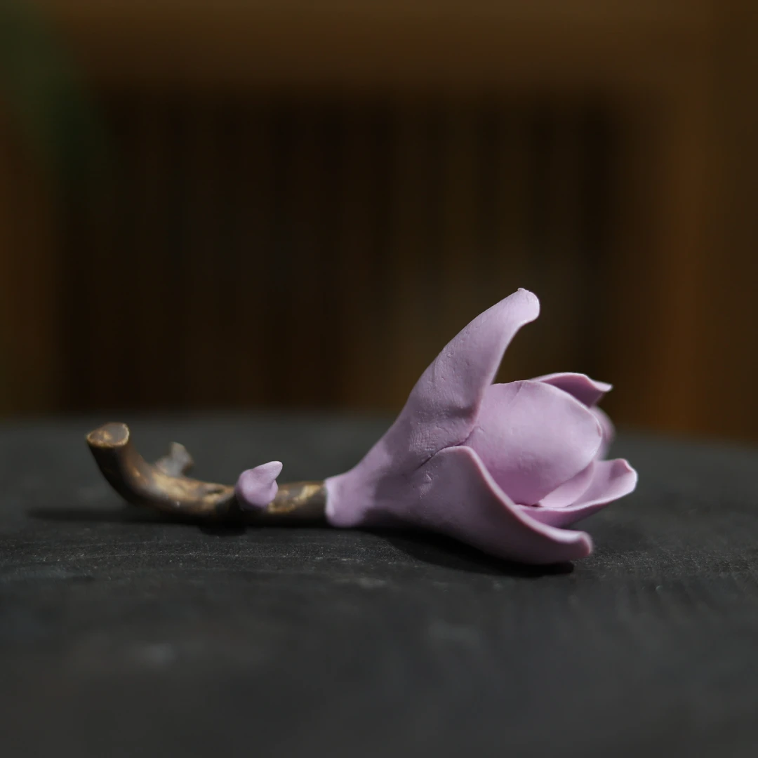 茶周边·香插 手捏·紫玉兰花·