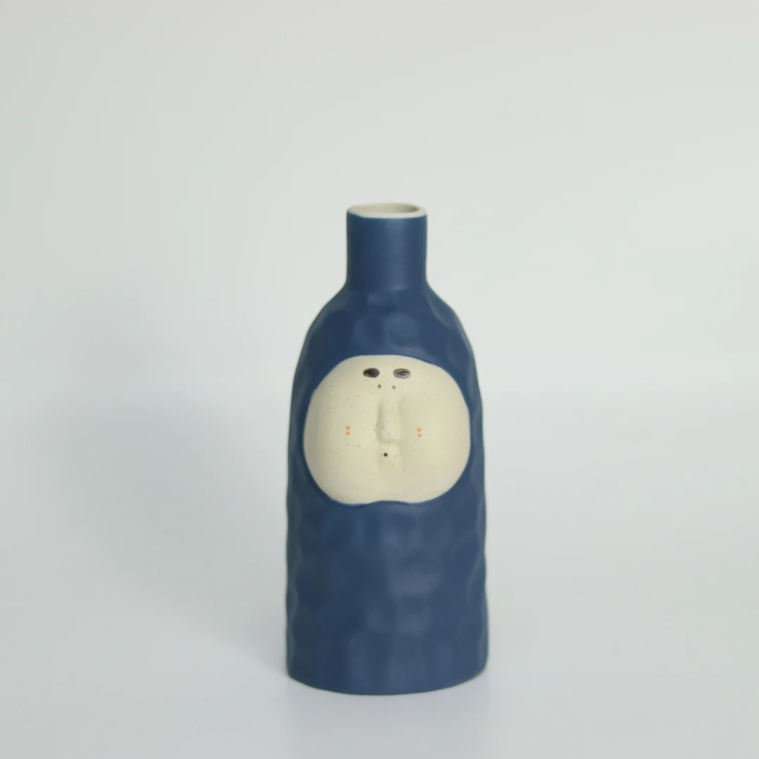 新08046Z手捏脸蛋花器 蓝