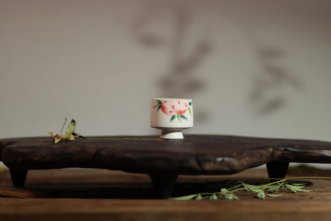 粉引系列·手绘桃子·杯