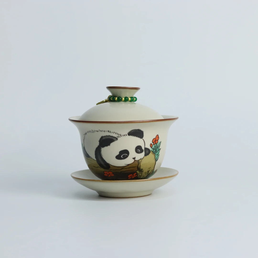 新12016熊猫汝窑盖碗