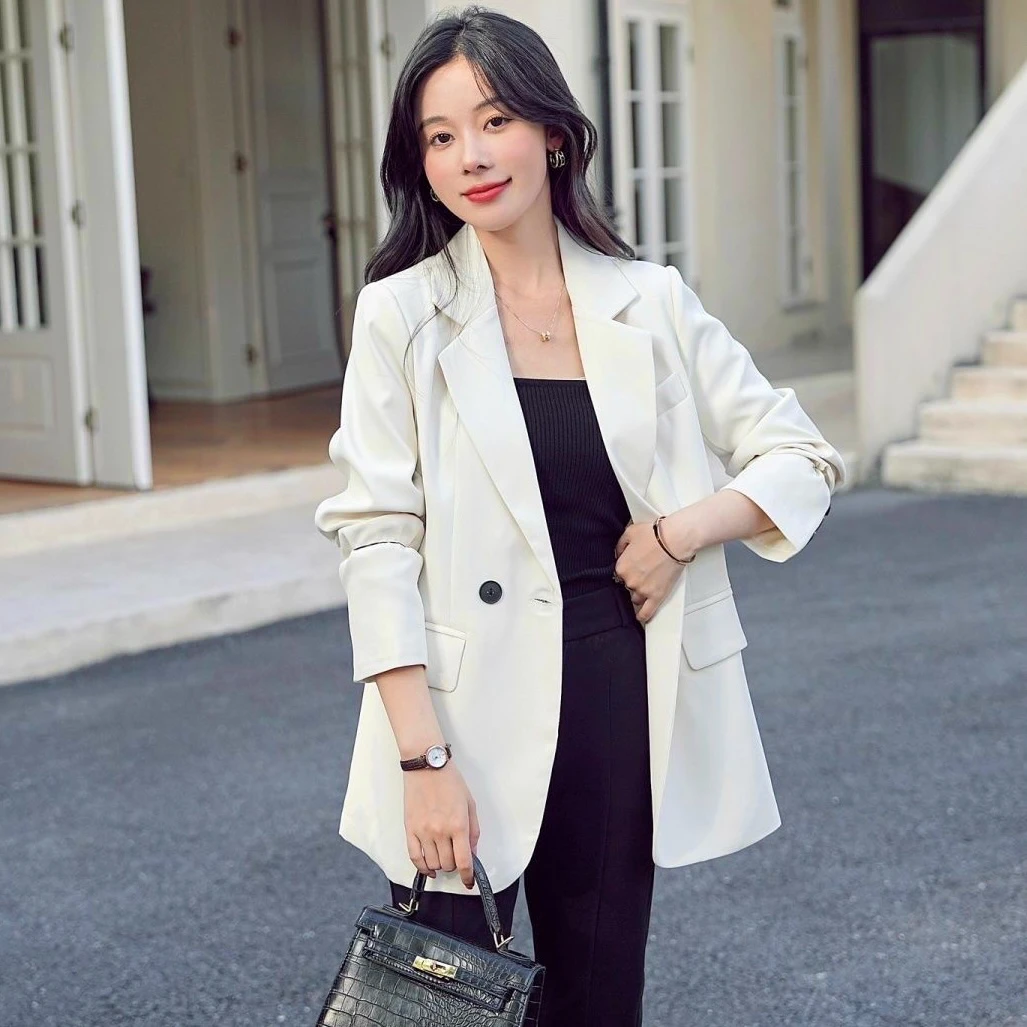 西装外套女2025春秋新款韩版宽松网红小个子女装西服流行港风上衣