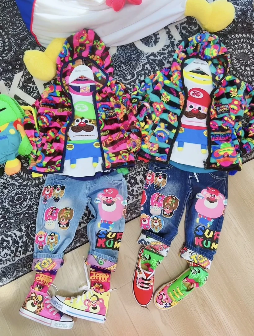 TOMATO家 日系潮牌童装 JAM Crazy Go Go毛绒小怪兽套装 亲子