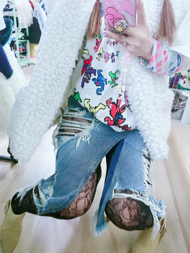 TOMATO家 老板娘私服破洞牛仔裙套装
