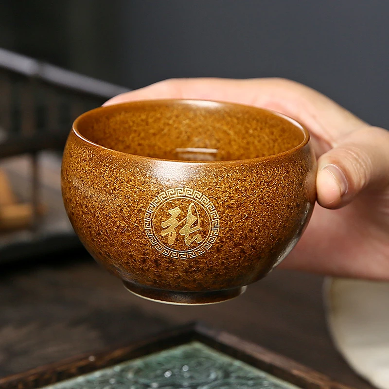 私人定制茶末釉主人杯单杯百家姓氏品茗茶杯陶瓷功夫茶具刻字茶盏