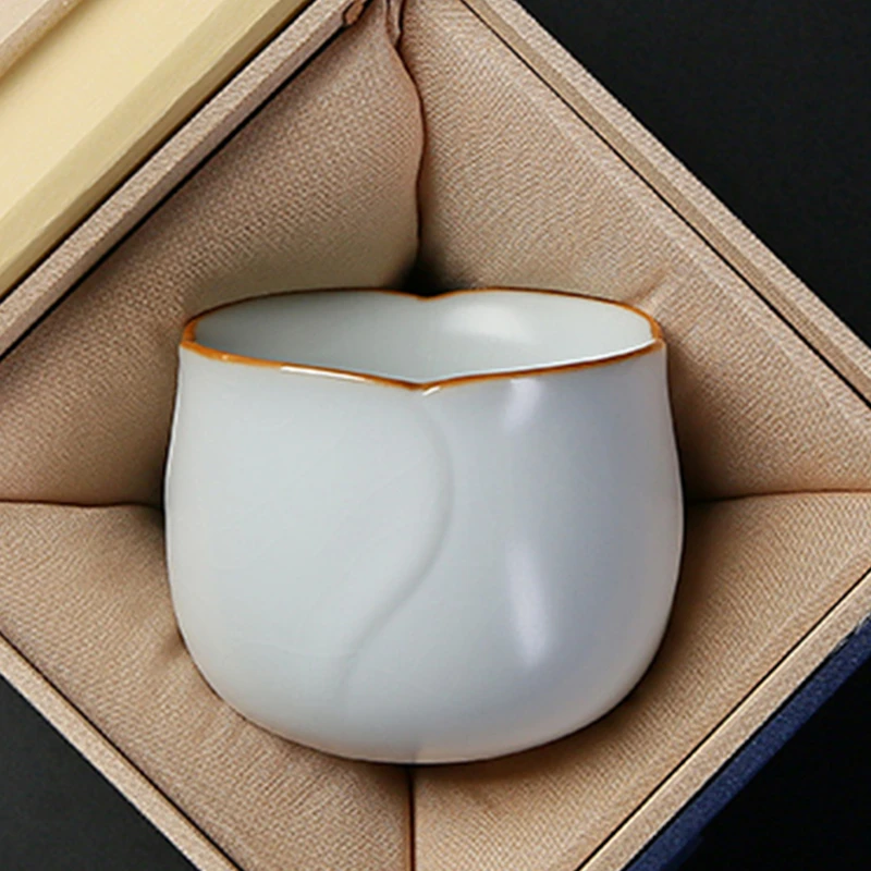 月白汝窑茶杯主人杯单杯开片冰裂个人高档陶瓷品茗杯功夫茶具茶盏
