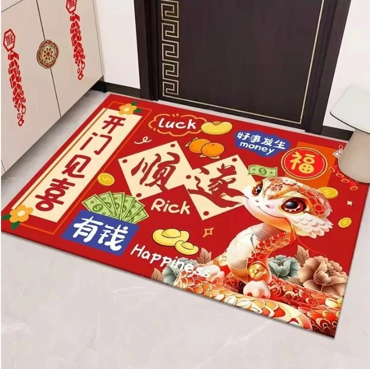 家用入户门地垫脚垫蛇年红色入门地垫玄关地垫硅藻泥地垫骑行脚垫