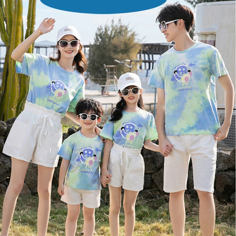 短袖短裤亲子装夏装一家三口四口全家装母子装母女装套装夏季网红