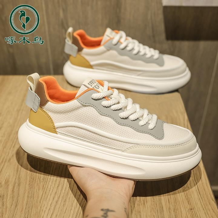 啄木鸟正品夏季透气网面男士小白鞋厚底韩版潮流春季百搭休闲鞋潮