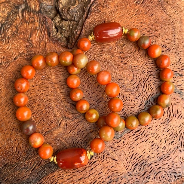 【沐姐珠宝】包浆料8m枣珠银镶单圈手串多样性发一bjl0002