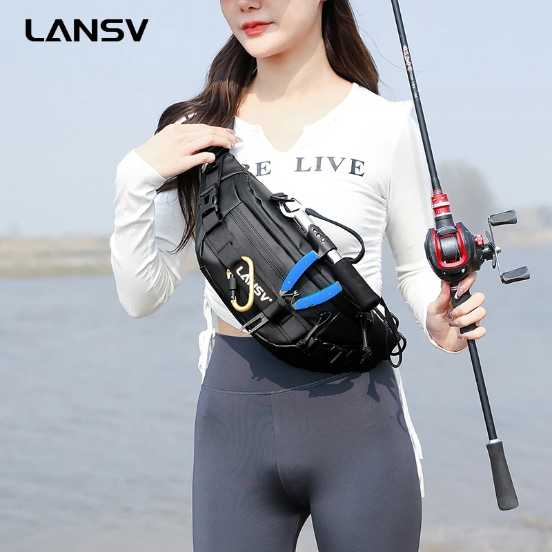 多功能路亚腰包斜跨单肩背包运动防水腰包挎包加厚骑行垂钓工具包