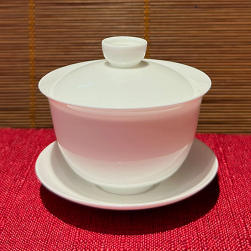 潮州超薄胎骨瓷盖碗陶瓷防烫手三才高档盖碗茶具茶杯骨瓷120毫升