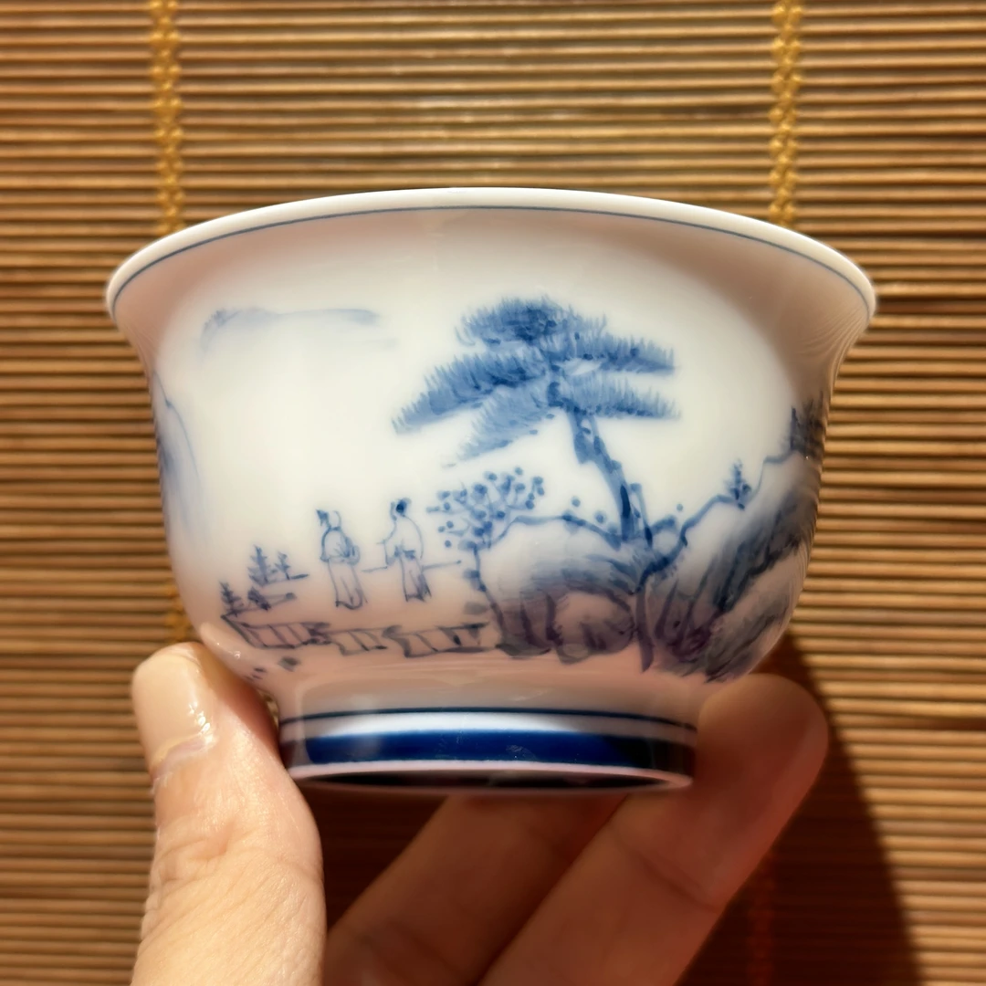 手绘西湖主人杯/羊脂玉 110毫升茶杯