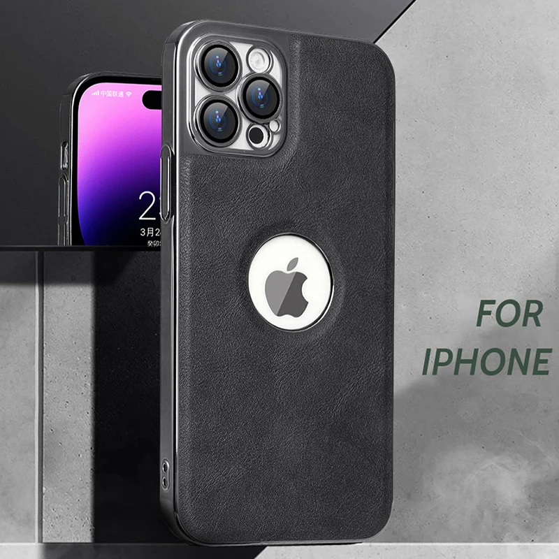 适用苹果12 Pro Max电镀皮革手机壳全包防摔磨砂超薄iPhone