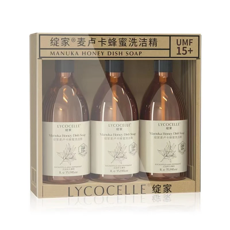 绽家麦卢卡蜂蜜洗洁精1L*3 果蔬安心洗无碱性残留 添加麦卢卡蜂蜜洗洁精厨房专用